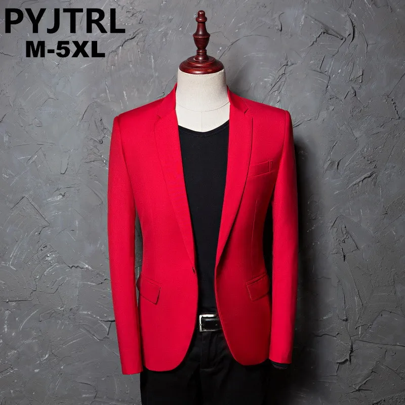 PYJTRL Brand Men's Casual Red Suit Jacket Plus Size 4XL Wedding Slim Fit Men Blazer Stage Costumes For Singers Costume Homme
PYJTRL Brand Men's Casual Red Suit Jacket Plus Size 4XL Wedding Slim Fit Men Blazer Stage Costumes For Singers Costume Homme
