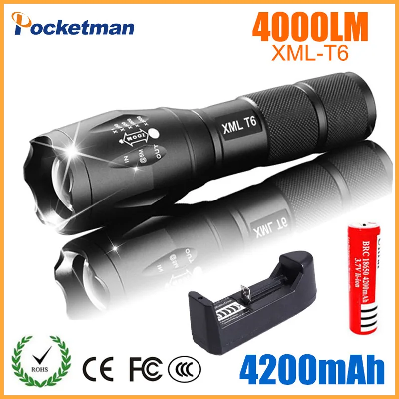 LED Rechargeable Flashlight XML T6 linterna torch 4000 lumens 18650 Battery Outdoor Camping Powerful Led Flashlight
LED Rechargeable Flashlight XML T6 linterna torch 4000 lumens 18650 Battery Outdoor Camping Powerful Led Flashlight