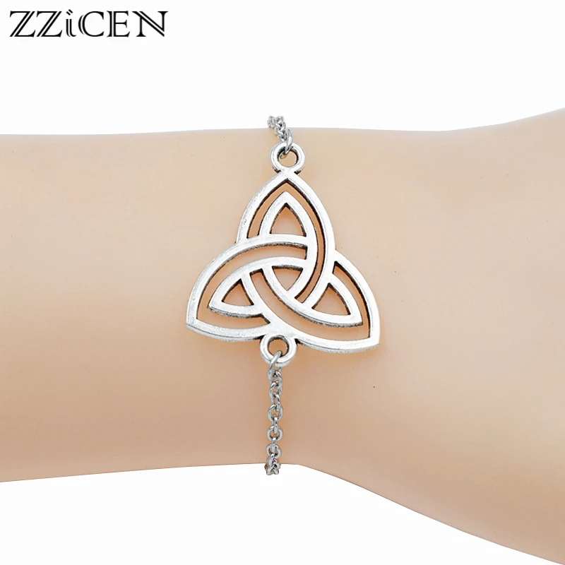 New Antique Silver Ethnic Trinity Knot Pendant Personality Triangle Triquetra Symbol Jewelry Metal Chain Bracelets for Men Women
New Antique Silver Ethnic Trinity Knot Pendant Personality Triangle Triquetra Symbol Jewelry Metal Chain Bracelets for Men Women
