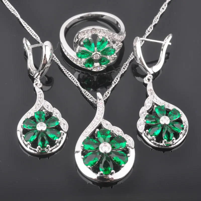 FAHOYO Pretty Green Zirconia Women's 925 Sterling Silver Jewelry Sets Earrings/Pendant/Necklace/Rings Free Shipping QZ070 
FAHOYO Pretty Green Zirconia Women's 925 Sterling Silver Jewelry Sets Earrings/Pendant/Necklace/Rings Free Shipping QZ070