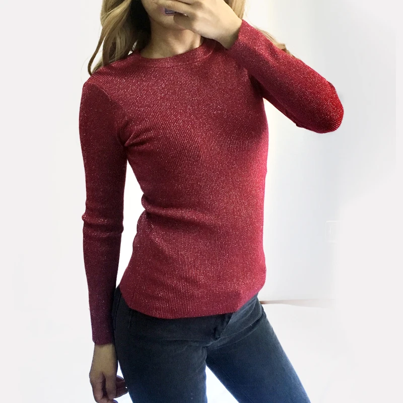 Autumn Shiny Lurex Sweater Women Long Sleeve Pullover Winter Women Basic Sweaters Womens 2018 Korean Knit Tops Femme Sweaters
Autumn Shiny Lurex Sweater Women Long Sleeve Pullover Winter Women Basic Sweaters Womens 2018 Korean Knit Tops Femme Sweaters