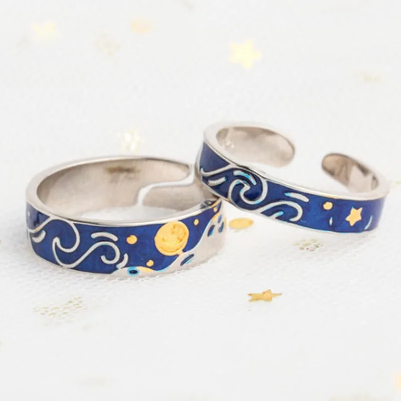 Moederdag Van Gogh Enamel Couple Ring Promise Sky Moon Star s925 Sterling Silver Rings Engagement Ring Wedding Jewelry For Women
Moederdag Van Gogh Enamel Couple Ring Promise Sky Moon Star s925 Sterling Silver Rings Engagement Ring Wedding Jewelry For Women