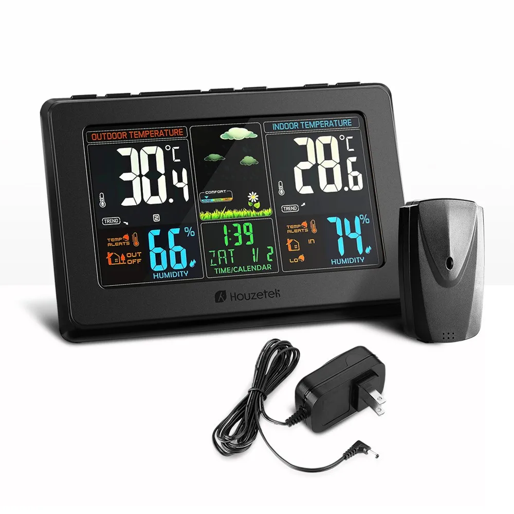 Houzetek Weather Station Wireless Transmission Alarm Clock Humidity Weather Forecast Display Sound Control Backlight Clock Alarm
Houzetek Weather Station Wireless Transmission Alarm Clock Humidity Weather Forecast Display Sound Control Backlight Clock Alarm