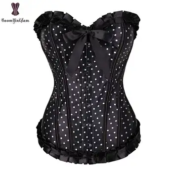 High quality waist trainer lace up corselet slimming waist women vintage bustier polka dot corset Satin Overbust Lace Up Korsett
High quality waist trainer lace up corselet slimming waist women vintage bustier polka dot corset Satin Overbust Lace Up Korsett
