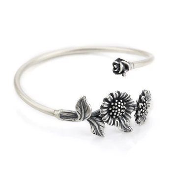 925 Sterling Silver Bangle European Style Bracelets with Silver Sunflower Open Design For Women Fashion Jewelry
925 Sterling Silver Bangle European Style Bracelets with Silver Sunflower Open Design For Women Fashion Jewelry