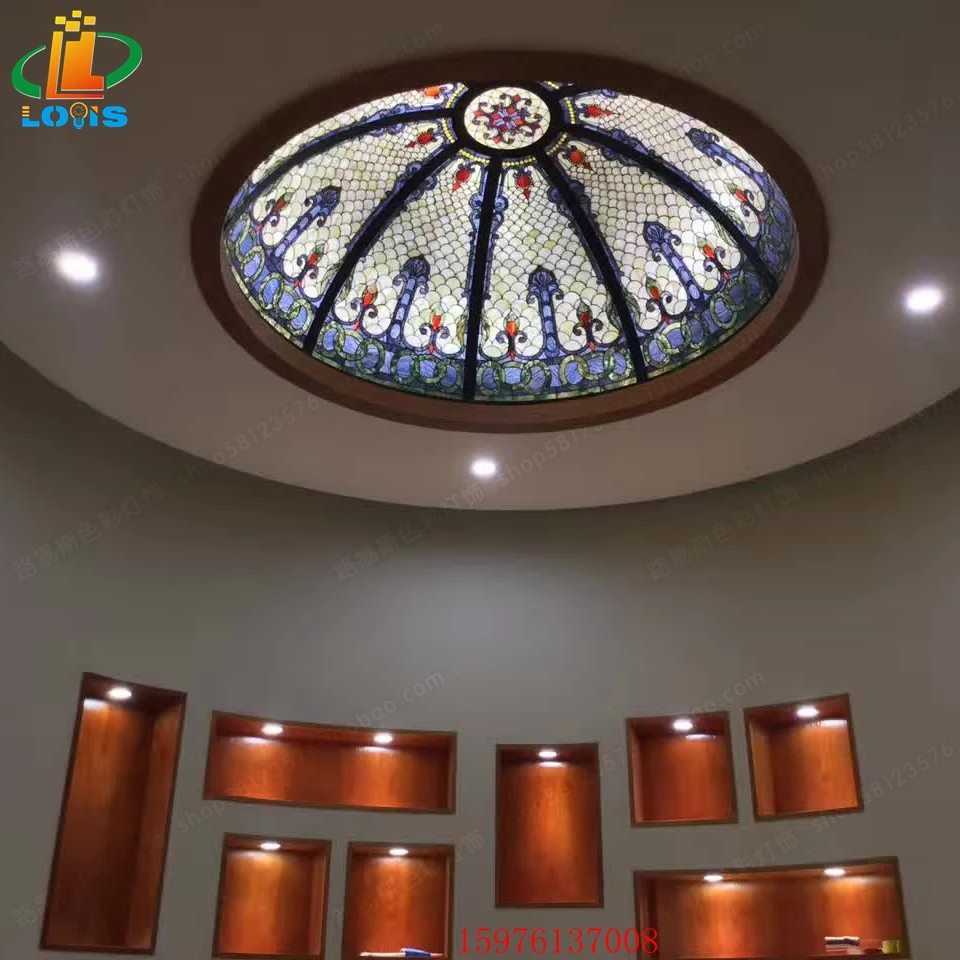 custom made Vintage Tiffany Dome Stained Glass Ceiling Top Engineering Hotel Lobby House Club Colored Glass Ceiling
custom made Vintage Tiffany Dome Stained Glass Ceiling Top Engineering Hotel Lobby House Club Colored Glass Ceiling