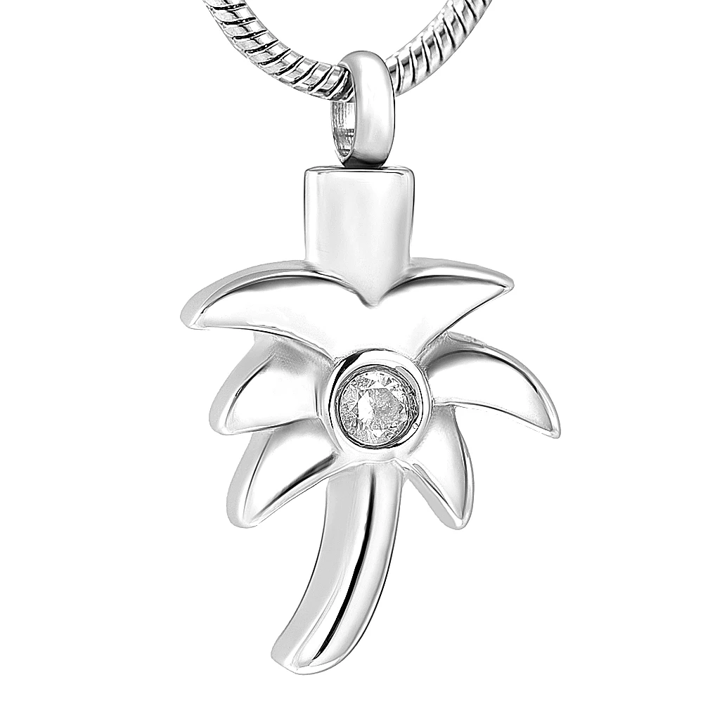 IJD12129 Hold Clear Crystal Coconut Tree Stainless Steel Cremation Necklace For Women Keepsake Memorial Urn Jewelry Pendant
IJD12129 Hold Clear Crystal Coconut Tree Stainless Steel Cremation Necklace For Women Keepsake Memorial Urn Jewelry Pendant