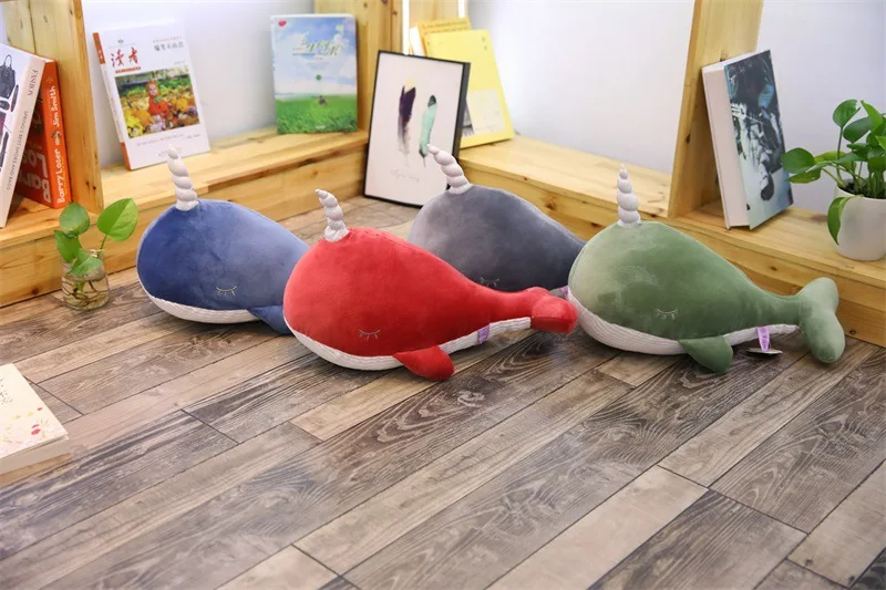 new narwhal whale doll fish plush toy cute girl sleeping pillows big soft shark dolphin dolls Korean cute dolls 31inch 80cm DY50312 (7)