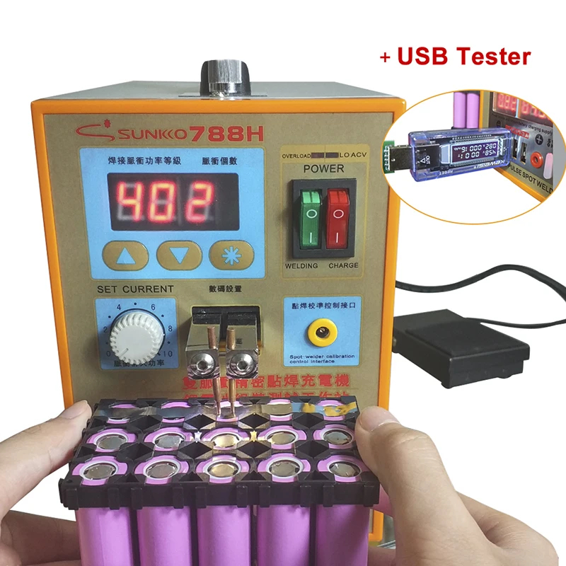 SUNKKO 788H USB Battery Spot Welder USB Charge Test LED Lighting 220V 110V Spot Welding Machine 18650 Battery Test Spot Welding
SUNKKO 788H USB Battery Spot Welder USB Charge Test LED Lighting 220V 110V Spot Welding Machine 18650 Battery Test Spot Welding