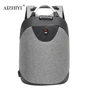 

Password lock Anti theft Zipper 15.6 inch Men School Laptop Backpacks Water Repellent Travel 20L Multi USB Charger Male Mochila