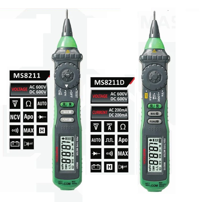 

MASTECH MS8211 MS8211D Pen Type Auto Range Digital Multimeter DMM AC DC Voltage Current Tester Meter Logic Level Test