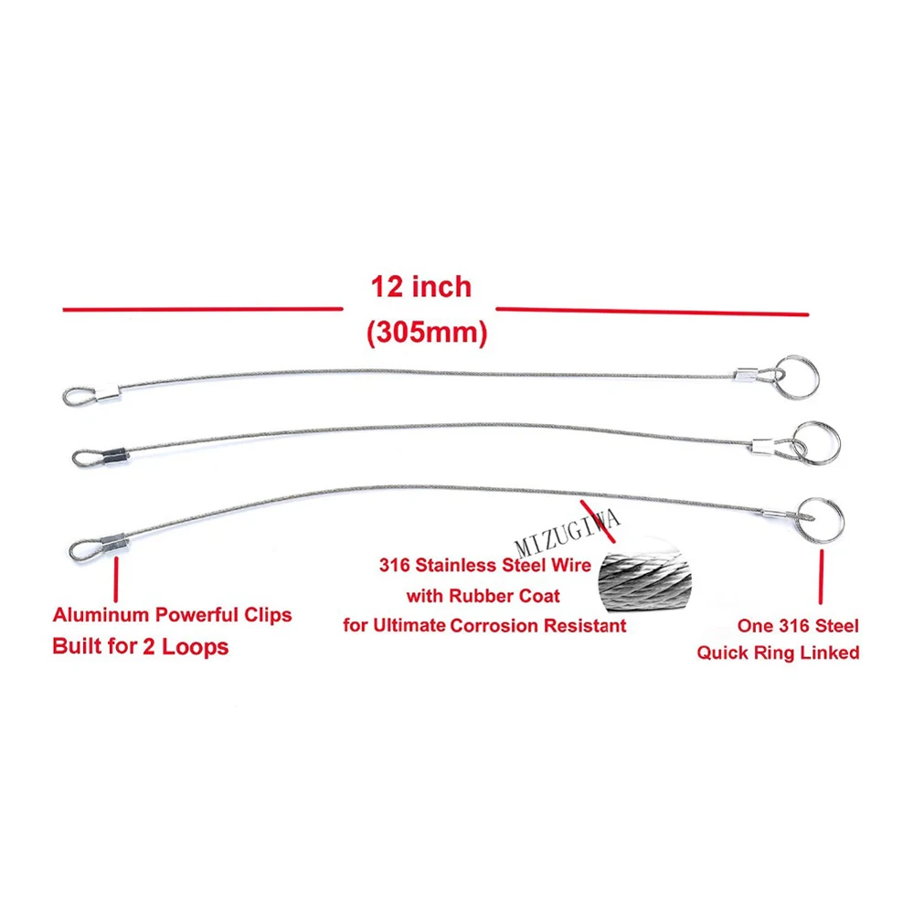 12" 30.5cm Stainless Steel Lanyard Cable Tether Safety Wire for Loss Prevention 2 Loops w/Quick Release Ring Rubber Coating
12" 30.5cm Stainless Steel Lanyard Cable Tether Safety Wire for Loss Prevention 2 Loops w/Quick Release Ring Rubber Coating