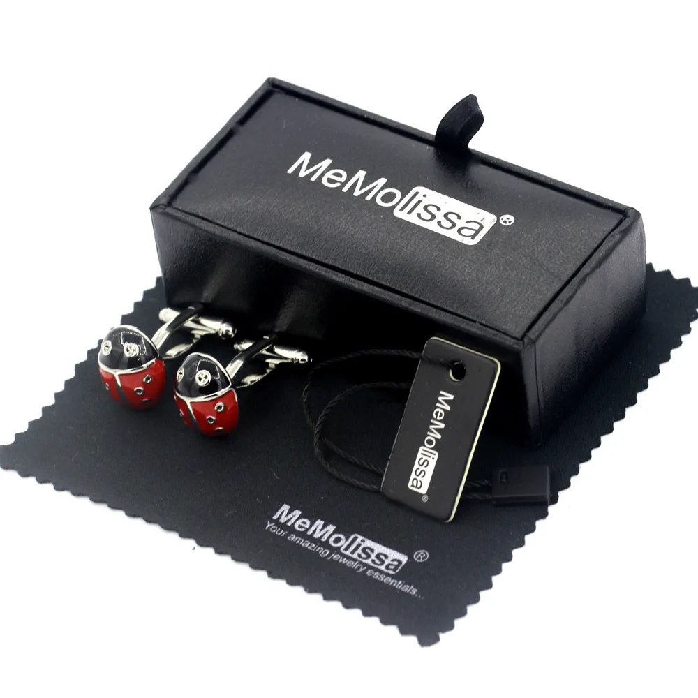 Display Box Cufflinks Cute Red Ladybird Shape Cufflinks for mens Shirts Cuff Buttons abotoaduras Jewelry Free Tag & Wipe Cloth
Display Box Cufflinks Cute Red Ladybird Shape Cufflinks for mens Shirts Cuff Buttons abotoaduras Jewelry Free Tag & Wipe Cloth