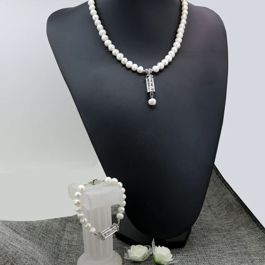 8-9mm white natural freshwater cultured pearl beads necklace bracelets for women free shipping pendant charms jewelry set B2923
8-9mm white natural freshwater cultured pearl beads necklace bracelets for women free shipping pendant charms jewelry set B2923