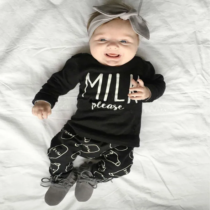 Newborn Baby Boy Clothes Black Milk Print Tops + Pants 2PCS Outfits newborn baby girl clothes brand infant kleding
Newborn Baby Boy Clothes Black Milk Print Tops + Pants 2PCS Outfits newborn baby girl clothes brand infant kleding