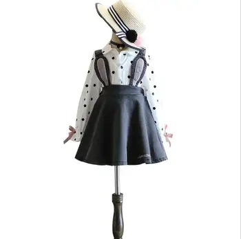 New Baby Girls Fall Fashion Dress Sets: Cartoon Suspend Dress + Dot Bow Long Sleeve Blouse 5 sets/lot Free shipping Wholesale
New Baby Girls Fall Fashion Dress Sets: Cartoon Suspend Dress + Dot Bow Long Sleeve Blouse 5 sets/lot Free shipping Wholesale
