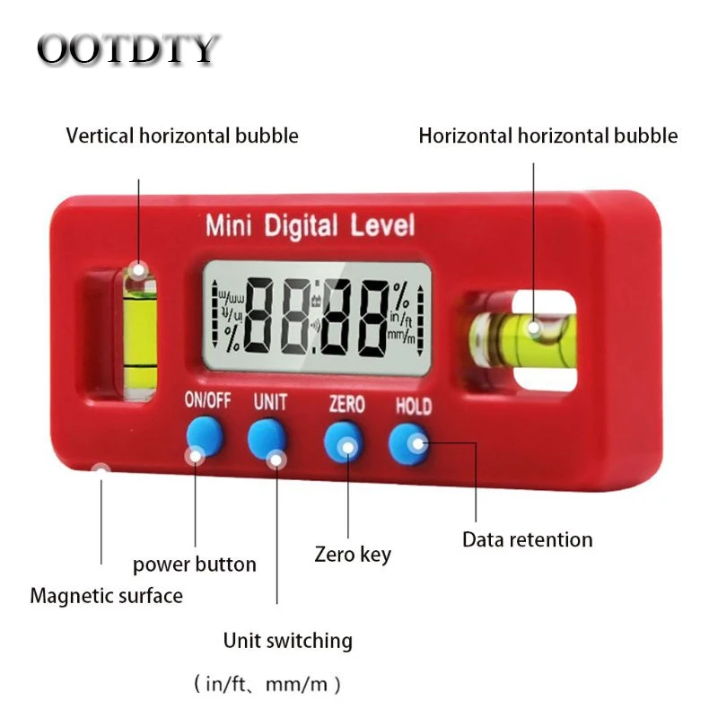 OOTDTY Mini Digital Level Scale Inclinometer Box Protractor Magnetic Angle Finder Bevel Gauge Electric Gradienter dorp shipping
OOTDTY Mini Digital Level Scale Inclinometer Box Protractor Magnetic Angle Finder Bevel Gauge Electric Gradienter dorp shipping