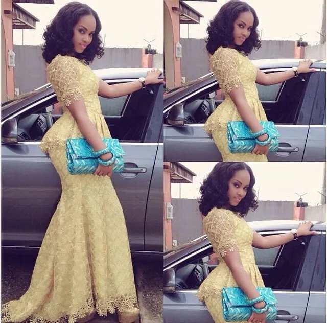 2019 African Vestido Longo O Neck Short Sleeve Mermaid Floor Length Evening Gown Yellow Lace Elegant Nigeria Style Prom Dresses
2019 African Vestido Longo O Neck Short Sleeve Mermaid Floor Length Evening Gown Yellow Lace Elegant Nigeria Style Prom Dresses