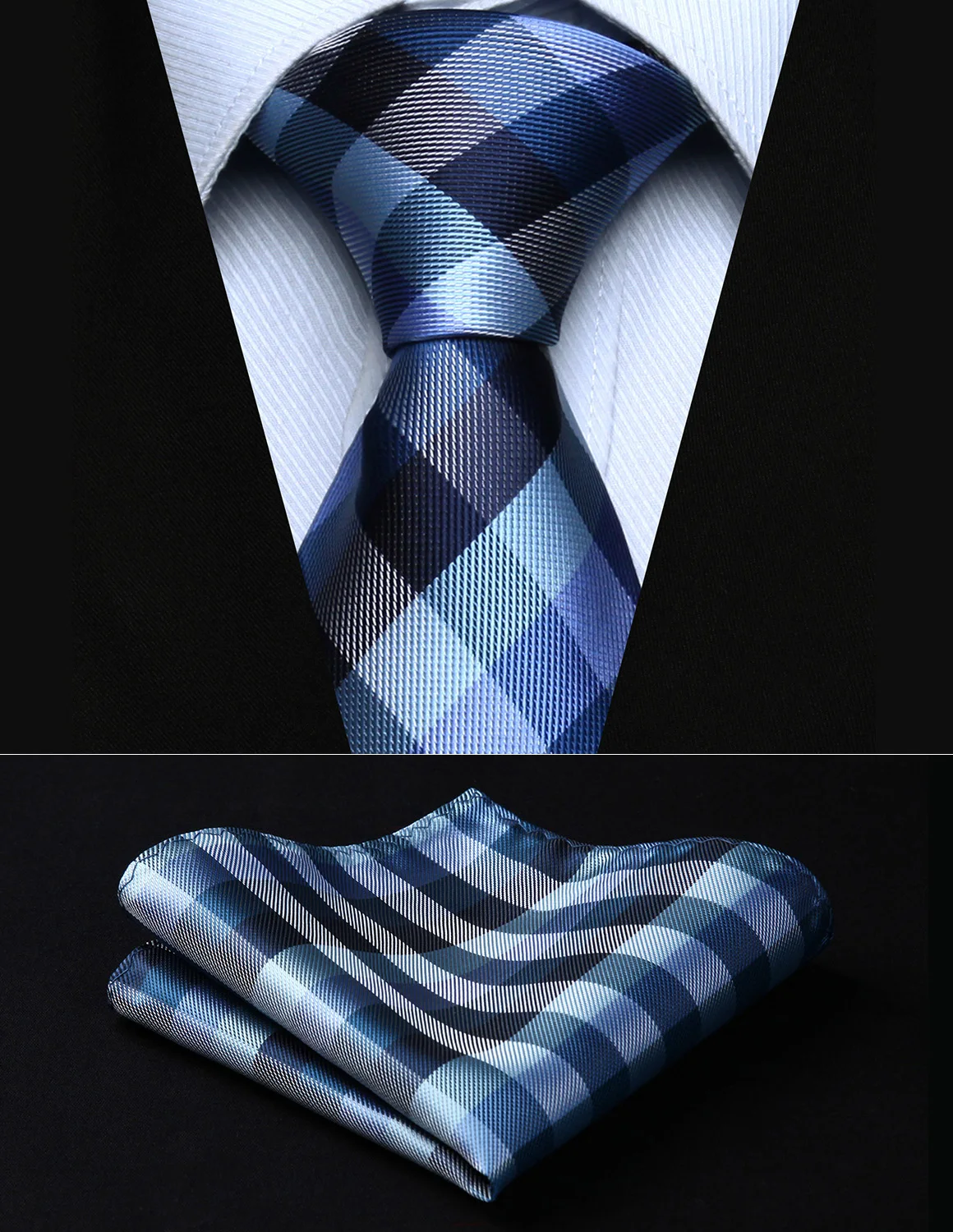 Party Wedding Classic Pocket Square Tie TC804V8S Blue White Check 3.4" Silk Woven Men Tie Necktie Handkerchief Set 
Party Wedding Classic Pocket Square Tie TC804V8S Blue White Check 3.4" Silk Woven Men Tie Necktie Handkerchief Set