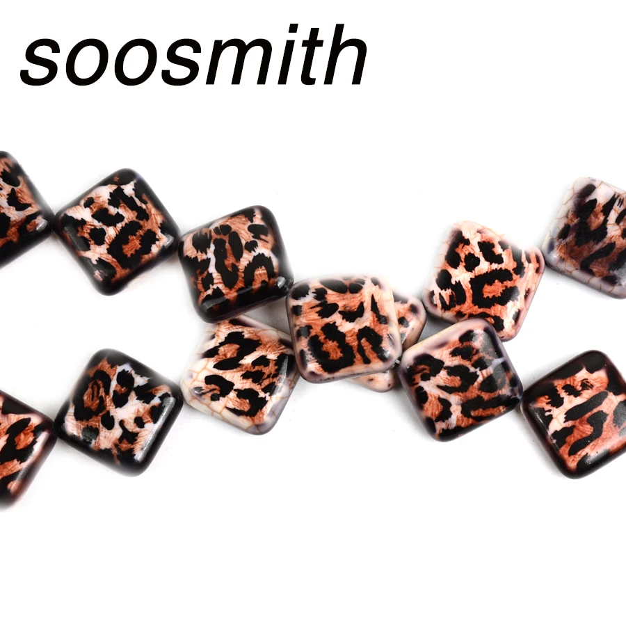 soosmith 20x20mm Square Shape Natural Stone Beads Leopard Patterns Diy Handmade Loose Spacer Beads For Jewelry making Accessory
soosmith 20x20mm Square Shape Natural Stone Beads Leopard Patterns Diy Handmade Loose Spacer Beads For Jewelry making Accessory