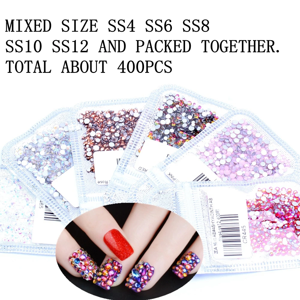 Nail Art Rhinestone 60COLORS 400pcs Mix of SS4-SS12 Glass Flatback Crystals Nail Rhinestones For Nails Art 3D Decorations
Nail Art Rhinestone 60COLORS 400pcs Mix of SS4-SS12 Glass Flatback Crystals Nail Rhinestones For Nails Art 3D Decorations