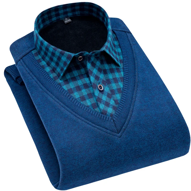 New Winter Casual Shirt Men Fake Two Pieces Patchwork Plaid&Solid Velvet Thick Overhemd Fleece Super Warm Business Male Tops 3XL
New Winter Casual Shirt Men Fake Two Pieces Patchwork Plaid&Solid Velvet Thick Overhemd Fleece Super Warm Business Male Tops 3XL