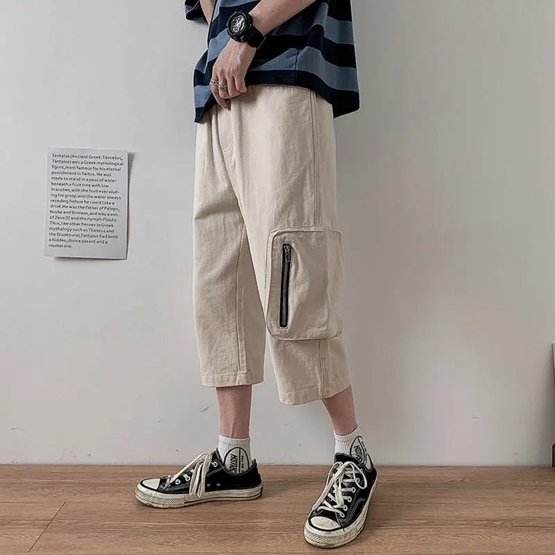 Streetwear Calf-Length Pants Solid Color Men's Pants Zippers Pockets Elastic Waist Calf-Length Pants
Streetwear Calf-Length Pants Solid Color Men's Pants Zippers Pockets Elastic Waist Calf-Length Pants