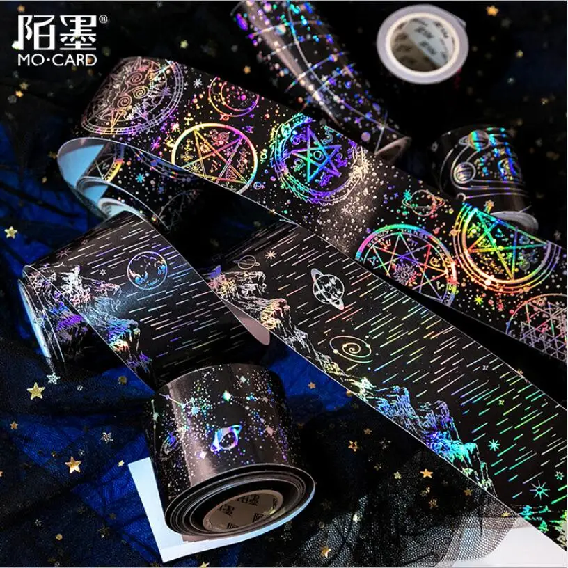 Laser Bronzing Color Black Gothic astrology/Starry night/Magic array/meteor Decoration Washi Tape DIY Scrapbooking Masking Tape
Laser Bronzing Color Black Gothic astrology/Starry night/Magic array/meteor Decoration Washi Tape DIY Scrapbooking Masking Tape
