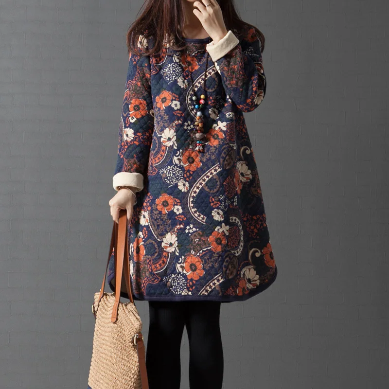 Autumn And Winter Cotton And Linen Women Dress Vintage Loose Casual Clothing Thick Ethnic Style Women Print Knee-Length Dresses
Autumn And Winter Cotton And Linen Women Dress Vintage Loose Casual Clothing Thick Ethnic Style Women Print Knee-Length Dresses