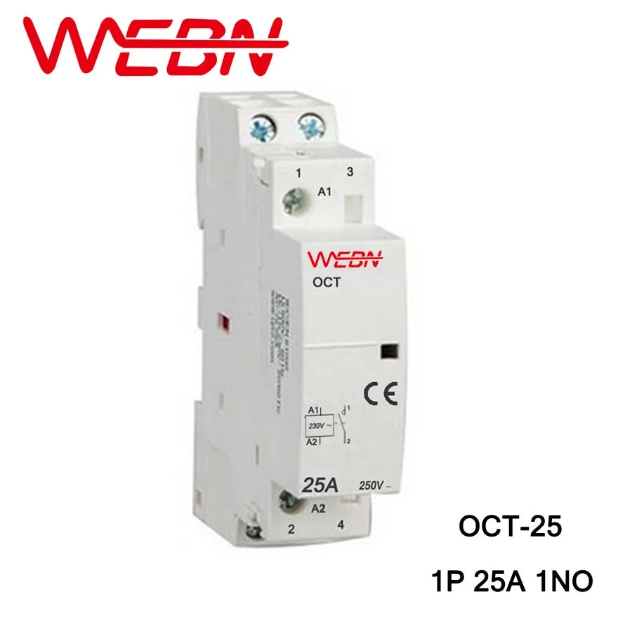OCT Series AC Household Contactor 230V 50/60Hz 1P 25A 1NO One Normal Open Din Rail Contactor
OCT Series AC Household Contactor 230V 50/60Hz 1P 25A 1NO One Normal Open Din Rail Contactor