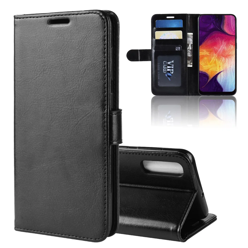 KSAM1192_1_Wallet Leather Case with Card Slots and Stand for Samsung A50 A505 SM-A505F
