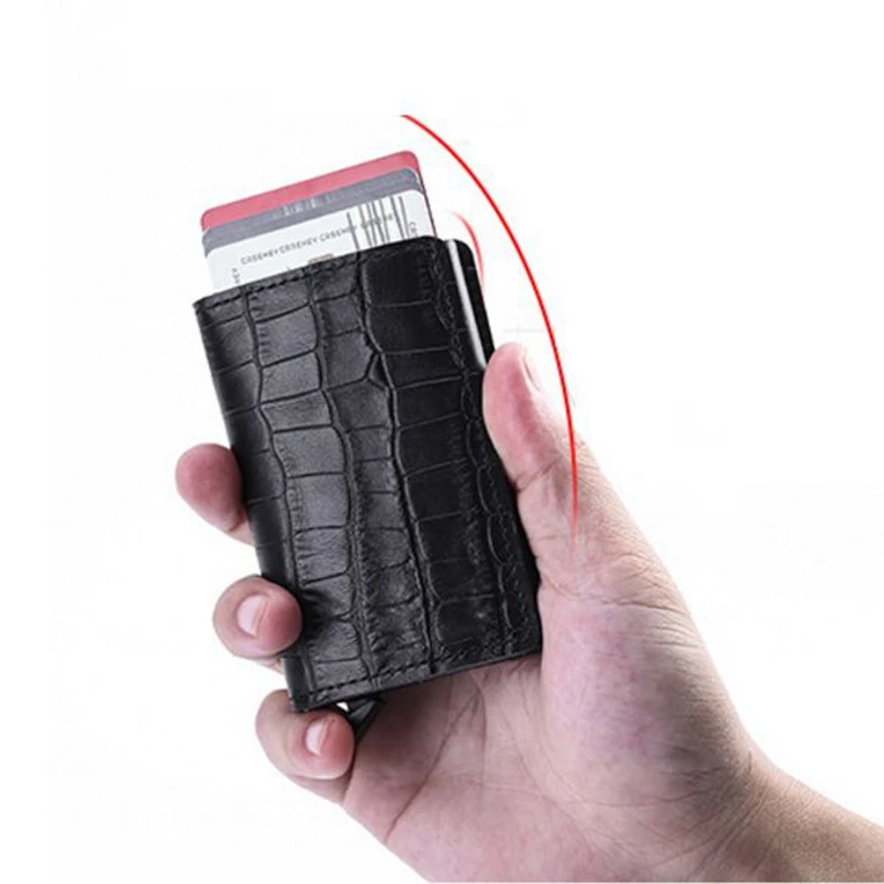 2019 Vintage Unisex Single Box ID Cash Card Holders Crocodile Pattern Cow Leather Mini RFID Wallet ID Aluminum Bank Card Case
2019 Vintage Unisex Single Box ID Cash Card Holders Crocodile Pattern Cow Leather Mini RFID Wallet ID Aluminum Bank Card Case
