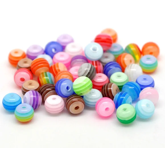 DoreenBeads At Random Stripe Resin Round Beads 6mm sold per packet of 25 | Украшения и аксессуары
