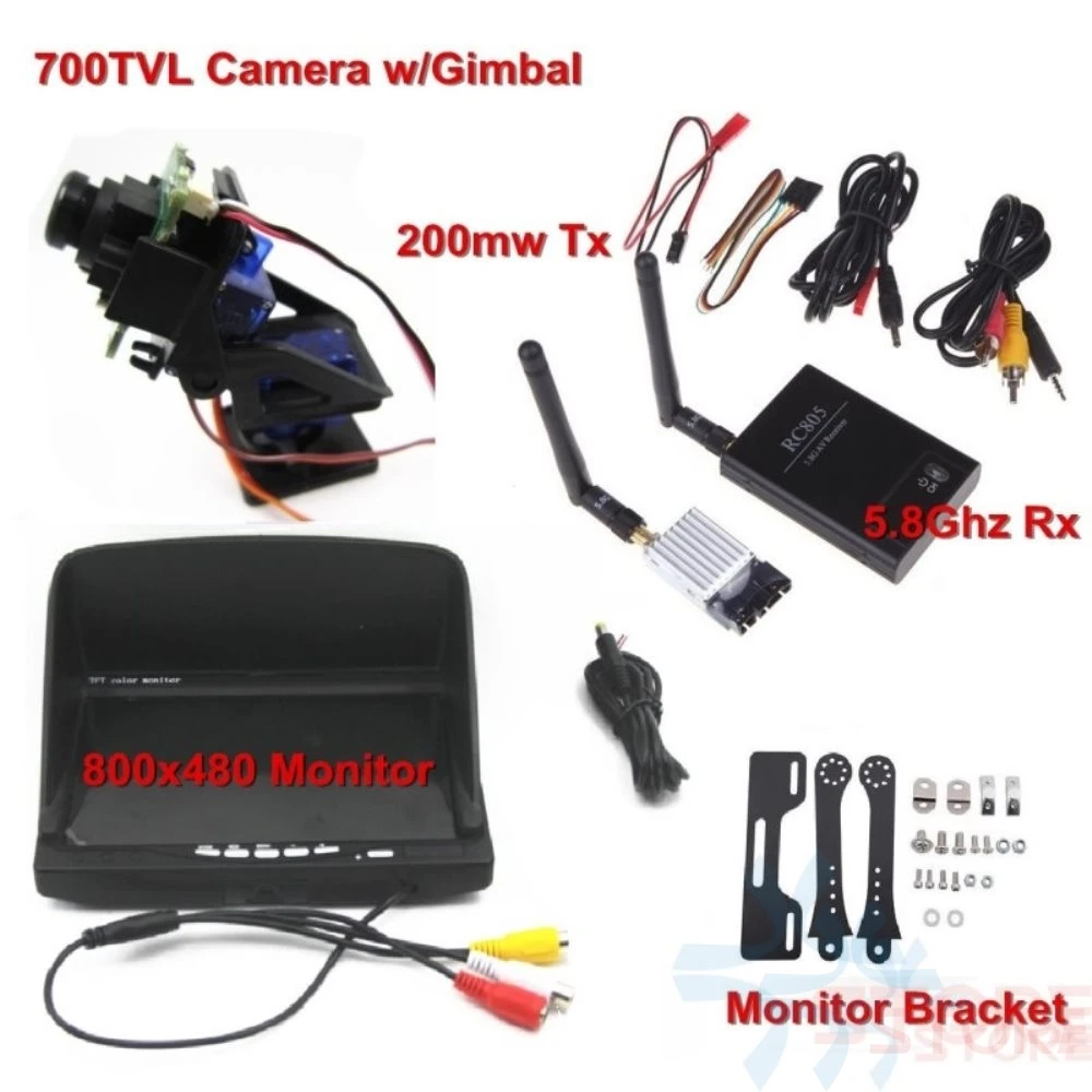 Система FPV Combo 5 8 ГГц 700TVL камера с карданным подвесом Rx и 200 МВт Tx 800x480 монитор для