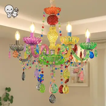 Colored Hand-Blown Glass Candle Chandelier Light Fixture Nordic Art Deco Hanging Ceiling Lamp Lustre for Princess Girls Bedroom 
Colored Hand-Blown Glass Candle Chandelier Light Fixture Nordic Art Deco Hanging Ceiling Lamp Lustre for Princess Girls Bedroom