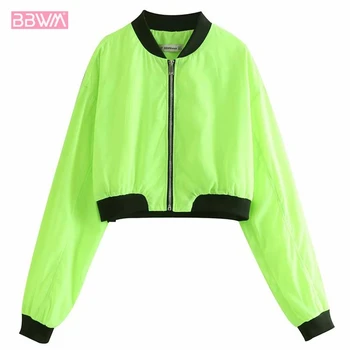 Fashion fluorescent green short version long sleeve pilot baseball jacket ladies casual sunscreen jacket Zipper round neck femal
Fashion fluorescent green short version long sleeve pilot baseball jacket ladies casual sunscreen jacket Zipper round neck femal