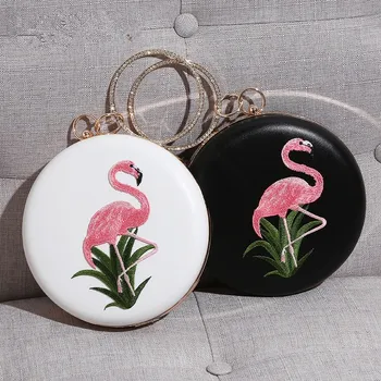 Women Embroidery Flamingo Diamond ring Evening Bags Luxury Round Shaped Female Wedding Dinner Bags Shoulder Bags Clutch Purse
Women Embroidery Flamingo Diamond ring Evening Bags Luxury Round Shaped Female Wedding Dinner Bags Shoulder Bags Clutch Purse
