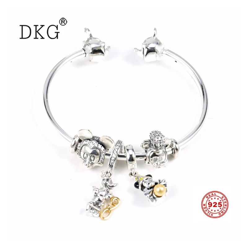 925 Sterling Silver Pan Cartoon Cute Mouse Charm Opening Bracelet Crystal Bead Set Fit Women Bangle Bead Charm DIY Jewelry
925 Sterling Silver Pan Cartoon Cute Mouse Charm Opening Bracelet Crystal Bead Set Fit Women Bangle Bead Charm DIY Jewelry