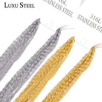 

LUXUSTEEL 10pcs/lot Wholesale Price 45-60cm length 2mm width Stainless Steel Chains Polish Byzantine Chain Necklaces