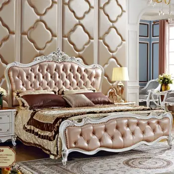 Classic Style Antique Genuine Leather Double Bed Design with mattress 
Classic Style Antique Genuine Leather Double Bed Design with mattress