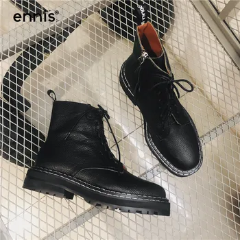 ENNIS 2019 Autumn Lace Up Ankle Boots Martin Women Genuine Leather Flat Boots Platform Gothic Black Ladies Shoes Designer A988
ENNIS 2019 Autumn Lace Up Ankle Boots Martin Women Genuine Leather Flat Boots Platform Gothic Black Ladies Shoes Designer A988