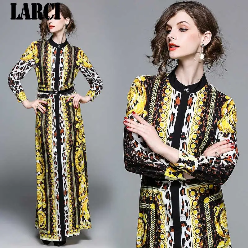 LARCI 2018 New Women autumn Dress High-end Custom Leopard Print Runway Vintage Evening Party Long N5278 | Женская одежда
