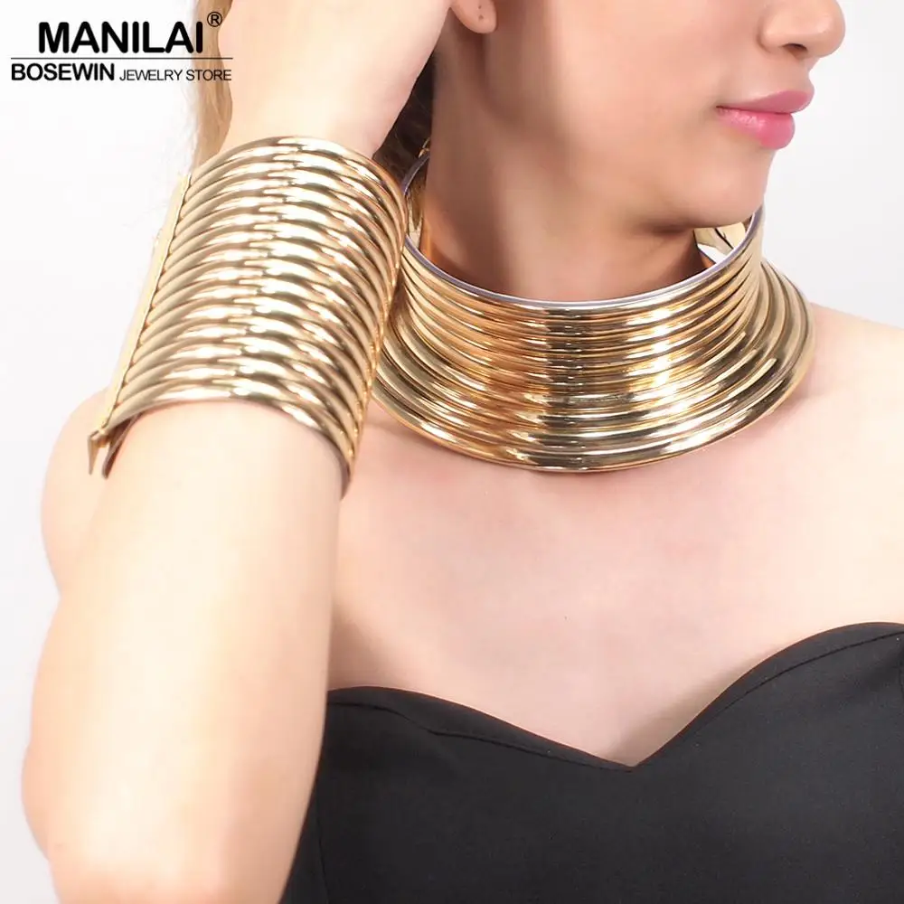 MANILAI Oversized Indian Jewelry Set Women Vintage Leather Necklaces Bracelets Set Bijoux Africain Statement Choker Gold Color
MANILAI Oversized Indian Jewelry Set Women Vintage Leather Necklaces Bracelets Set Bijoux Africain Statement Choker Gold Color