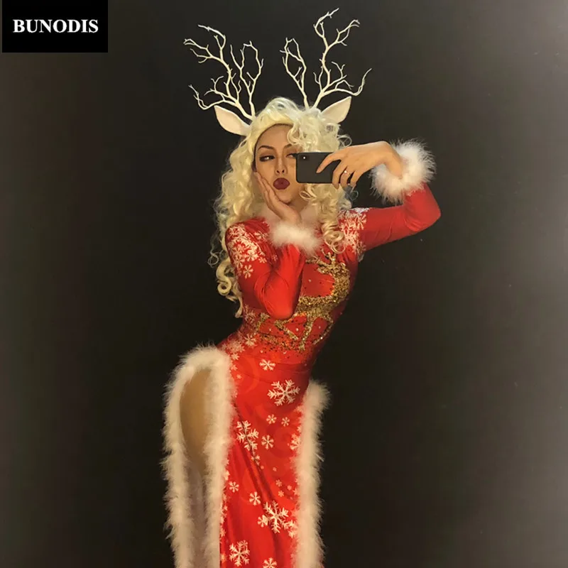 ZD396 Christmas Style(Without Headwear) Women Sexy Red Long White Fluff Cheongsam Nightclub Party Stage Wear Dancer Singer
ZD396 Christmas Style(Without Headwear) Women Sexy Red Long White Fluff Cheongsam Nightclub Party Stage Wear Dancer Singer