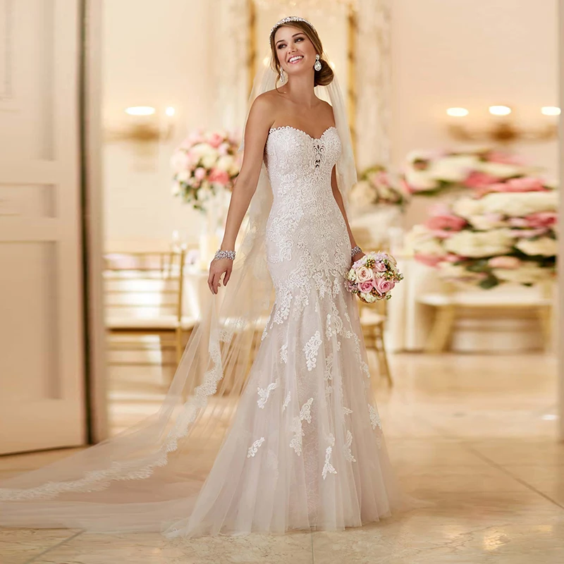 Plus Size Mermaid Lace Wedding Dress Sweetheart Backless White Ivory Wedding Gowns Boho Vintage Bride Dress Custom Made
Plus Size Mermaid Lace Wedding Dress Sweetheart Backless White Ivory Wedding Gowns Boho Vintage Bride Dress Custom Made