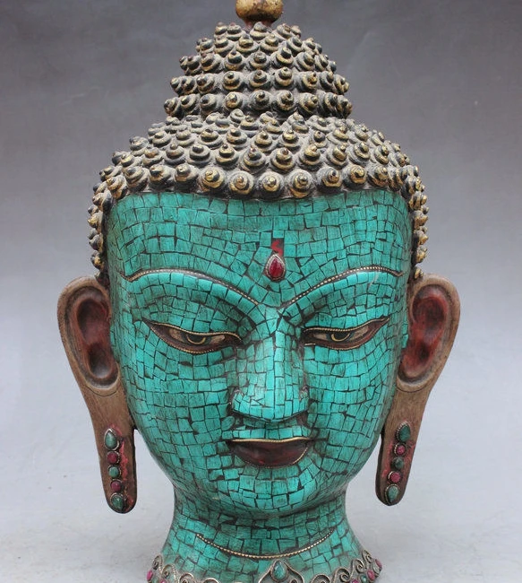 14" Old Collect Tibetan Buddhism Temple Turquoise Shakyamuni Head Buddha Statue
14" Old Collect Tibetan Buddhism Temple Turquoise Shakyamuni Head Buddha Statue