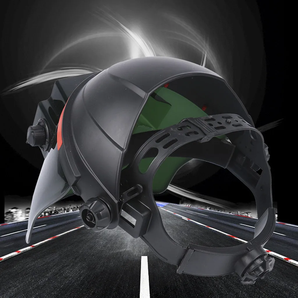 Helmet - Black Solar Powered Auto-Darkening Welding Helmet Grinding TIG Welder Mask ROR Fully automatic dimming flip welding cap