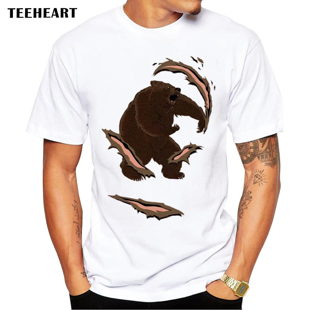 TEEHEART Men's Angry Russian Bear Scratches Print T-Shirt Men Summer Modal Hipster Tees la250 
TEEHEART Men's Angry Russian Bear Scratches Print T-Shirt Men Summer Modal Hipster Tees la250