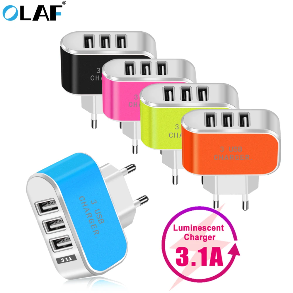 OLAF 3.1A EU зарядное устройство для телефона iphone 7 8 Plus X 3 порты USB Xiaomi Redmi Note Huawei mate 20 pro