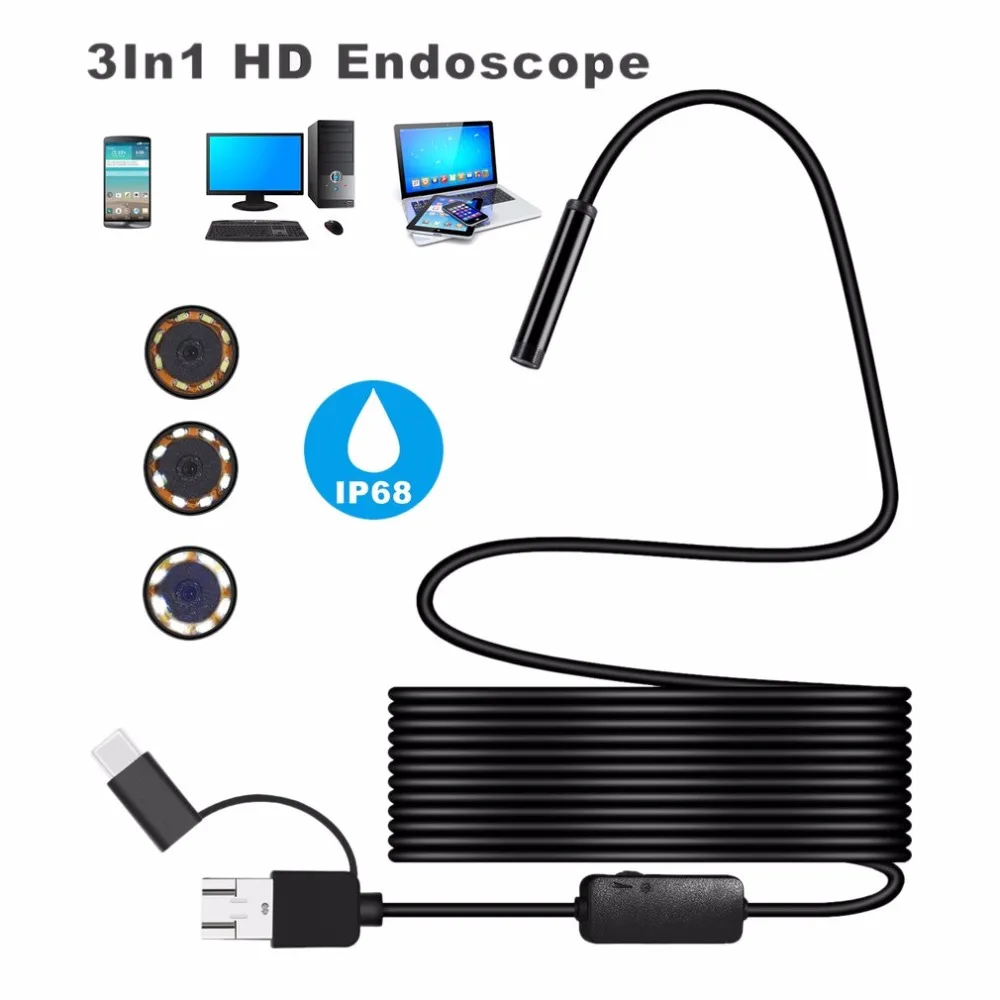 8MM Micro USB Type-c USB 3-in-1 Computer Endoscope Borescope Tube Waterproof USB Inspection 1200P Video Camera For Android
8MM Micro USB Type-c USB 3-in-1 Computer Endoscope Borescope Tube Waterproof USB Inspection 1200P Video Camera For Android